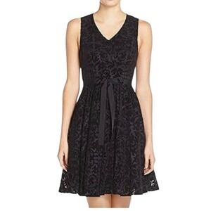 Plenty by Tracy Reese Alaine Black Baroque Flocking Dress Size 6‎ NEW